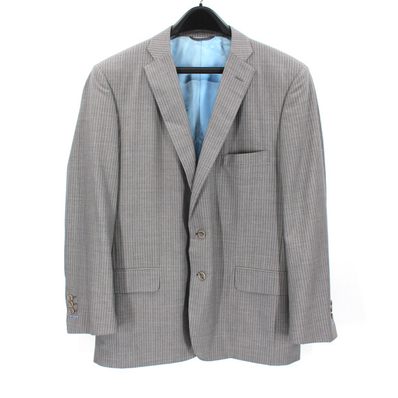 Holland & Sherry Savile Row Royal Classic Wool Grey Stripe Suit Jacket 46 Blazer - Picture 1 of 7